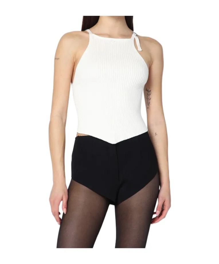 Ribbed Top With Pointed Hem