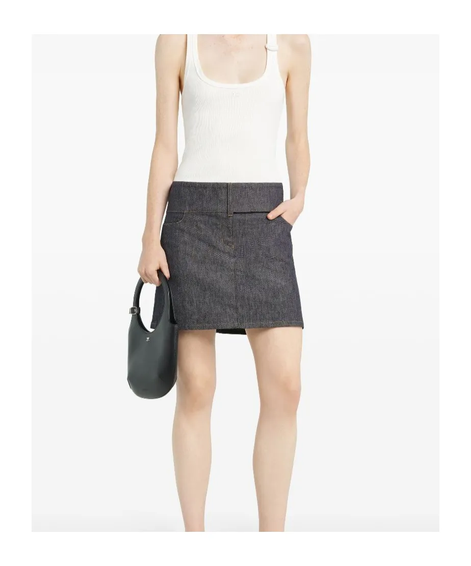 Belted Denim Mini Skirt