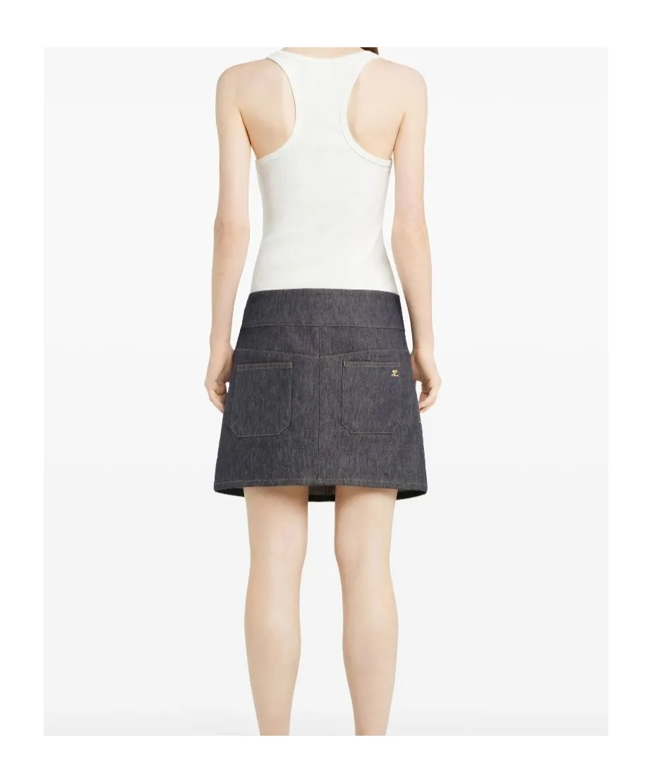 Belted Denim Mini Skirt