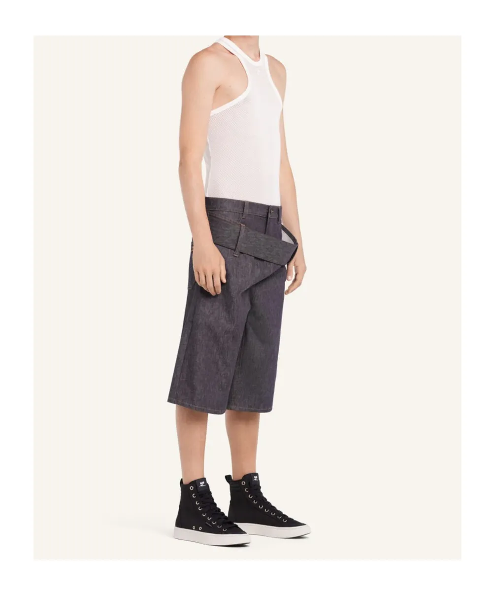 Double-Belted Denim Shorts