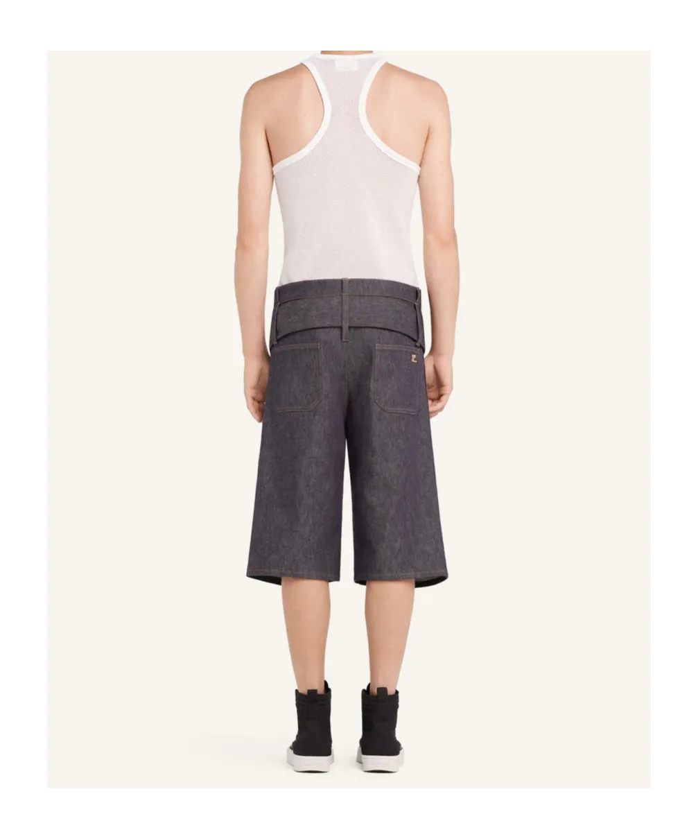 Double-Belted Denim Shorts