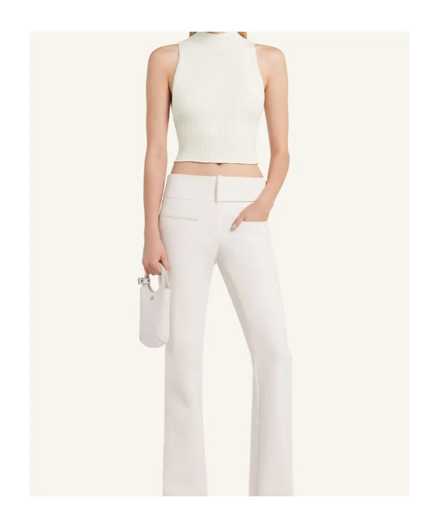 Mock-Neck Cropped Ribbed Tank Top