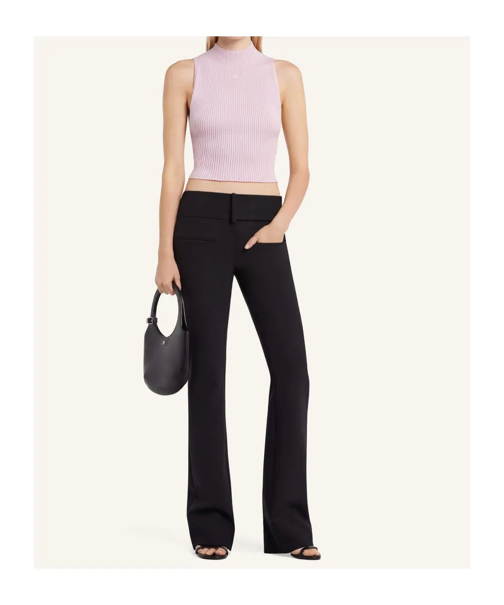 Mock-Neck Cropped Ribbed Tank Top