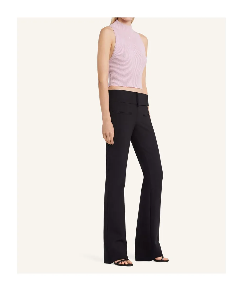 Mock-Neck Cropped Ribbed Tank Top
