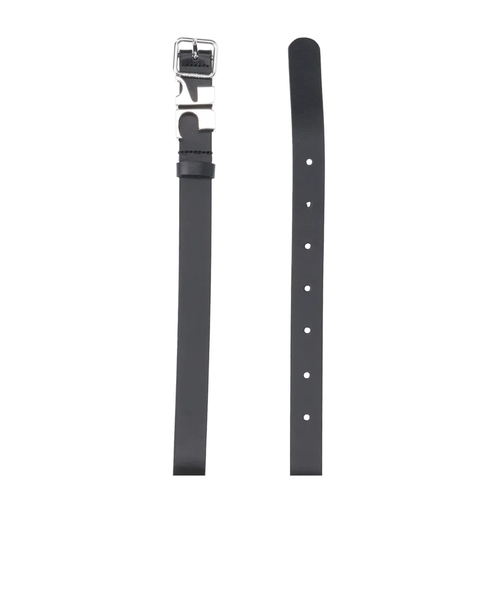 Logo Buckle Leather Belt