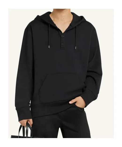 Buttoned Drawstring Hoodie