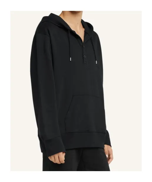 Buttoned Drawstring Hoodie