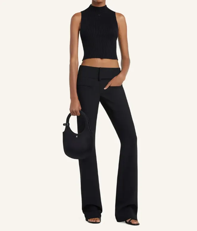Mock-Neck Cropped Ribbed Tank Top