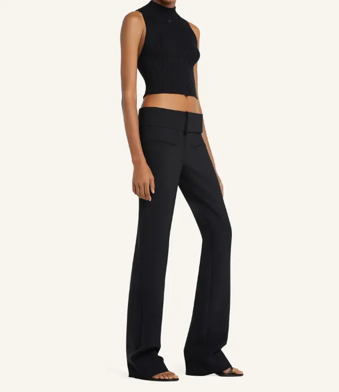 Mock-Neck Cropped Ribbed Tank Top
