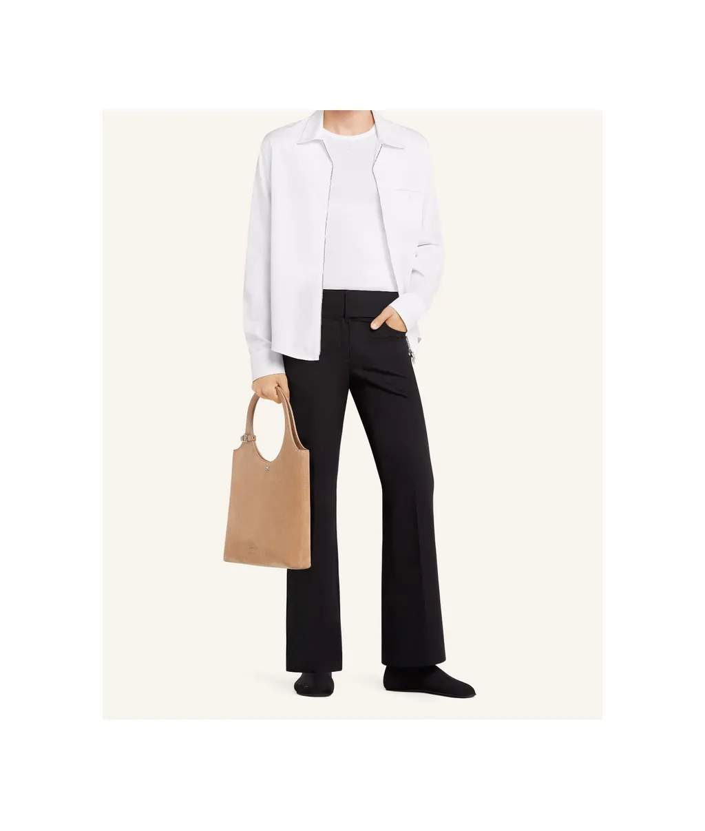 Logo Embroidered Zipped Poplin Shirt