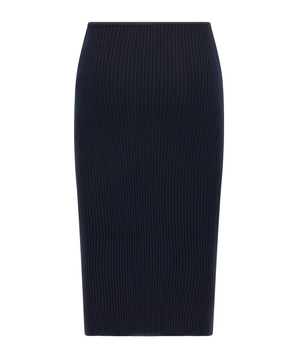 Logo Embroidered Knitted Midi Skirt
