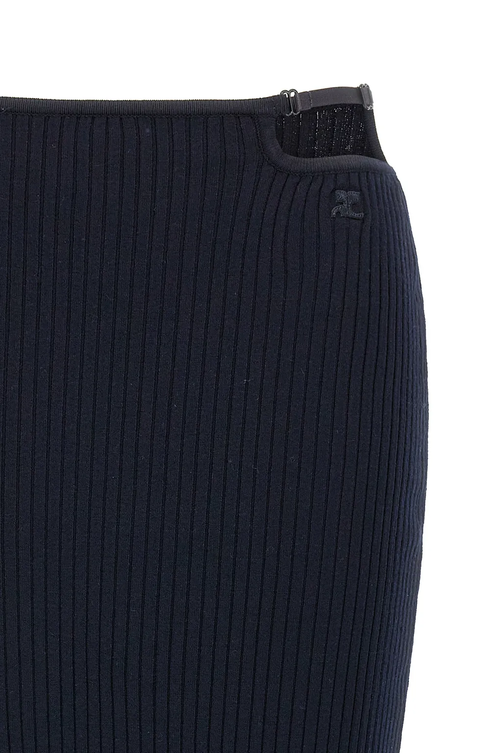 Logo Embroidered Knitted Midi Skirt