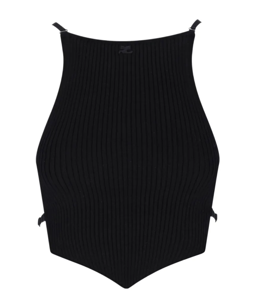 Logo Patch Ribbed-Knit Crop Top