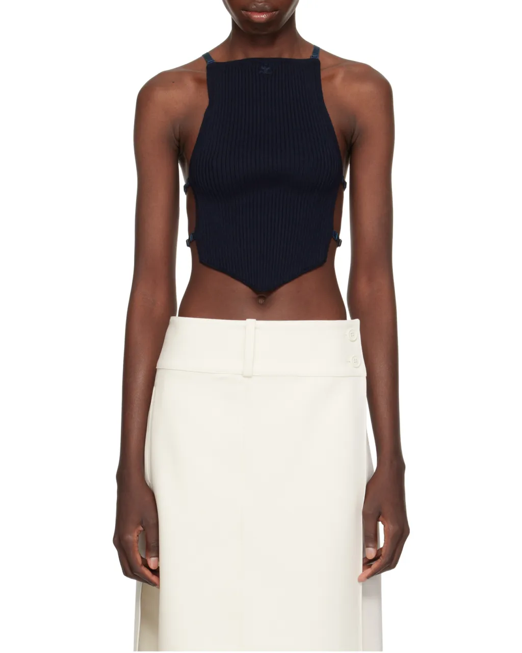 Logo Patch Ribbed-Knit Crop Top