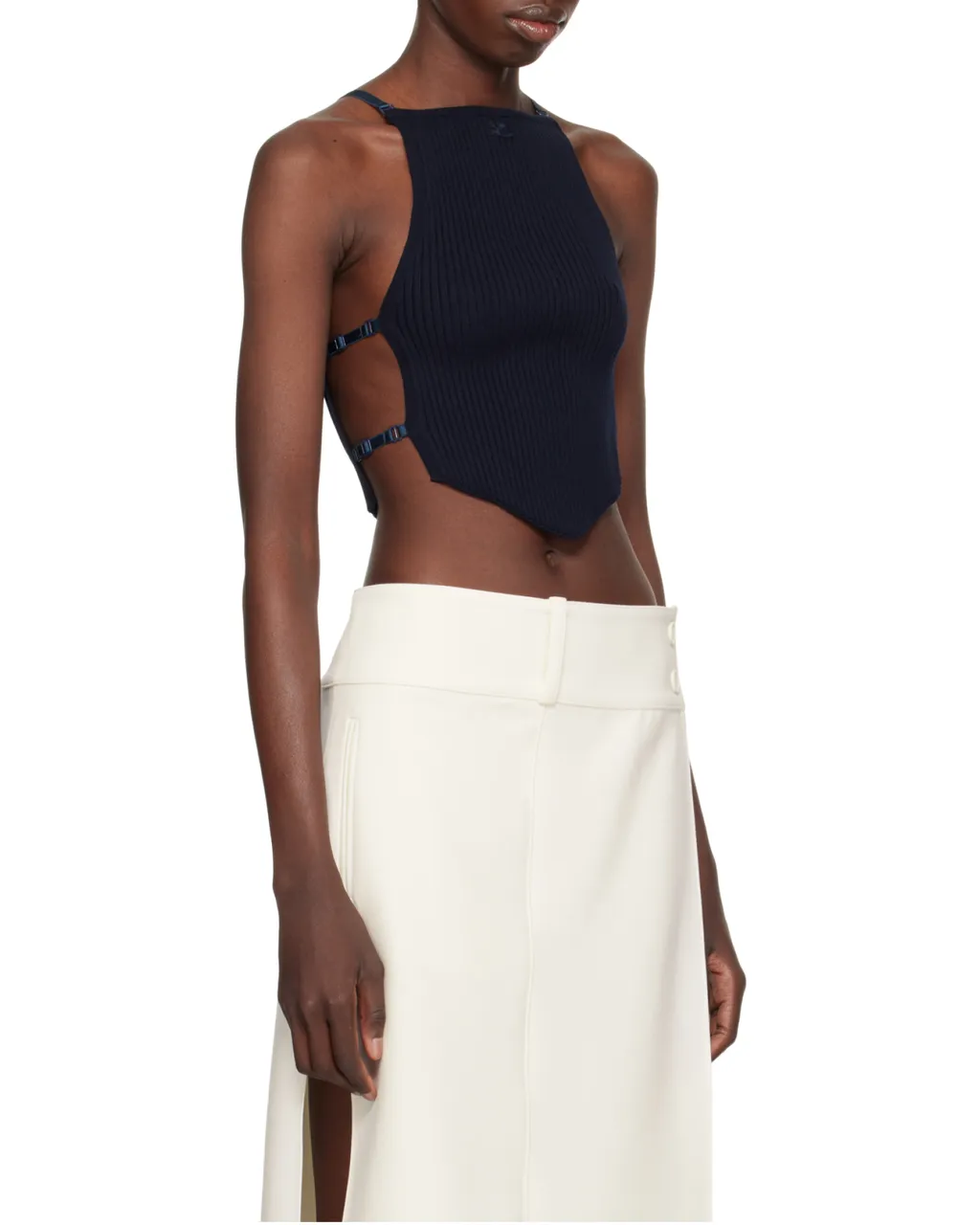 Logo Patch Ribbed-Knit Crop Top