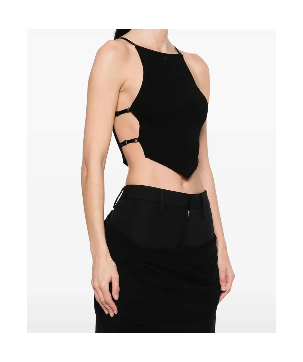 Logo Patch Ribbed-Knit Crop Top