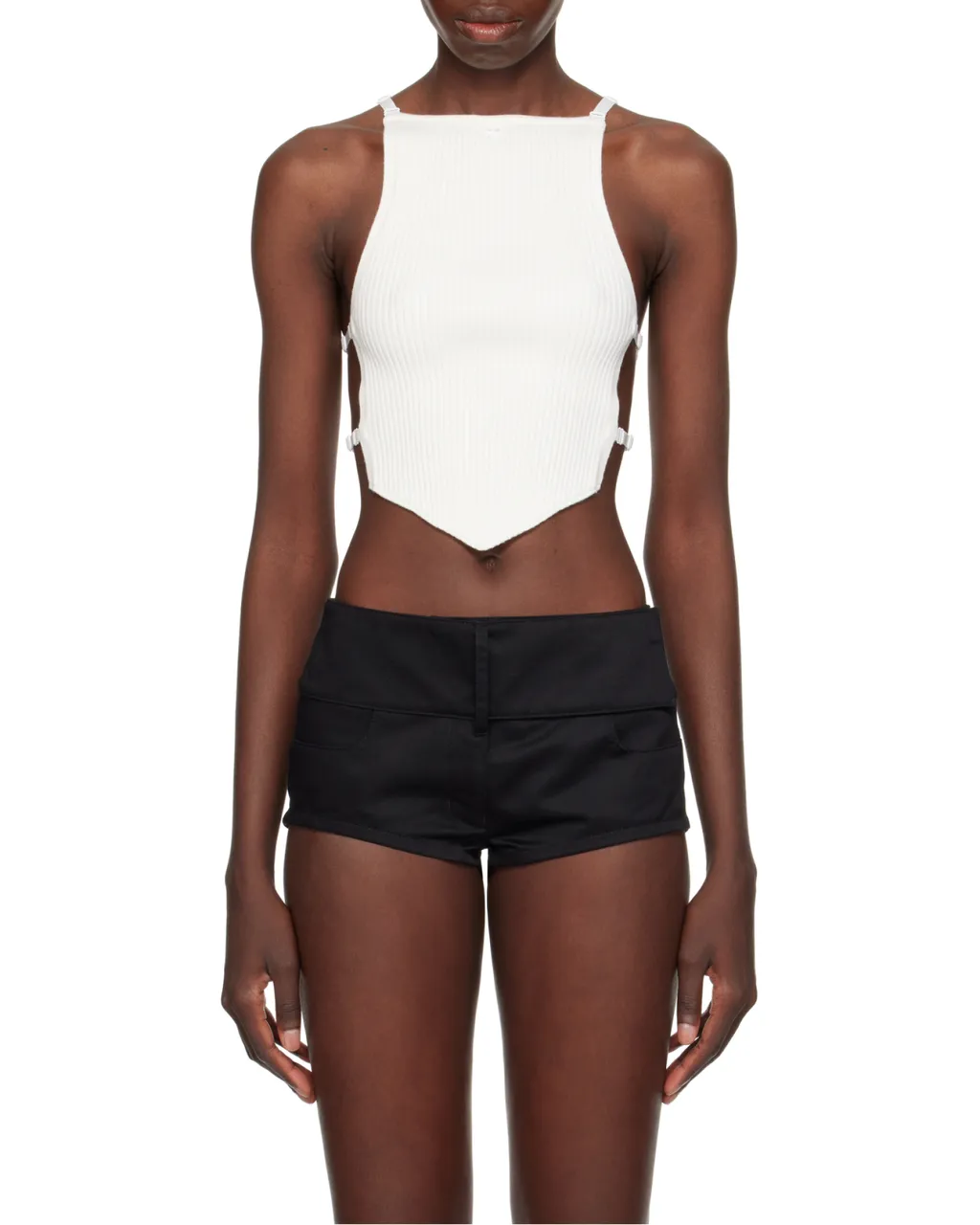 Logo Embroidered Ribbed-Knit Cropped Top