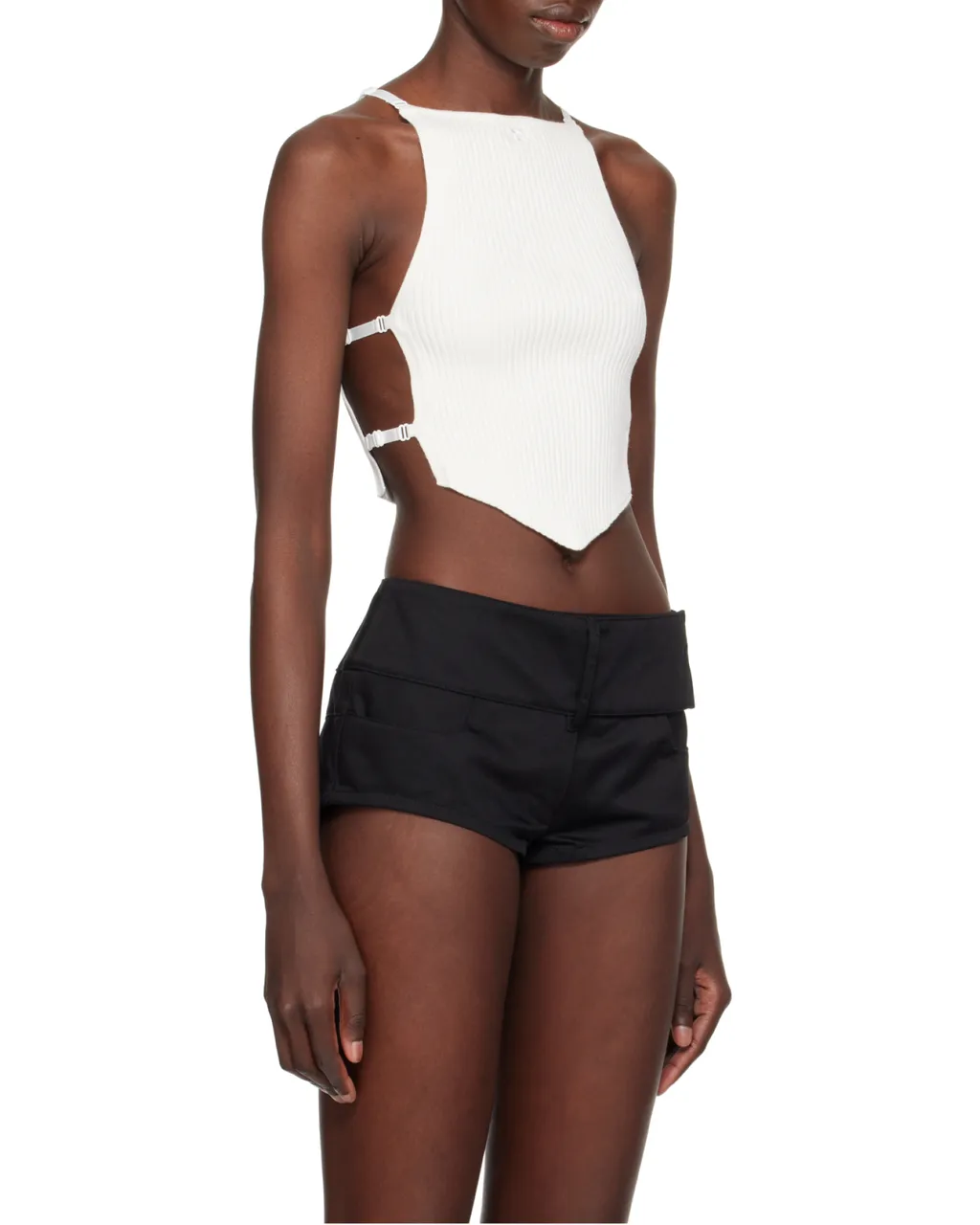 Logo Embroidered Ribbed-Knit Cropped Top
