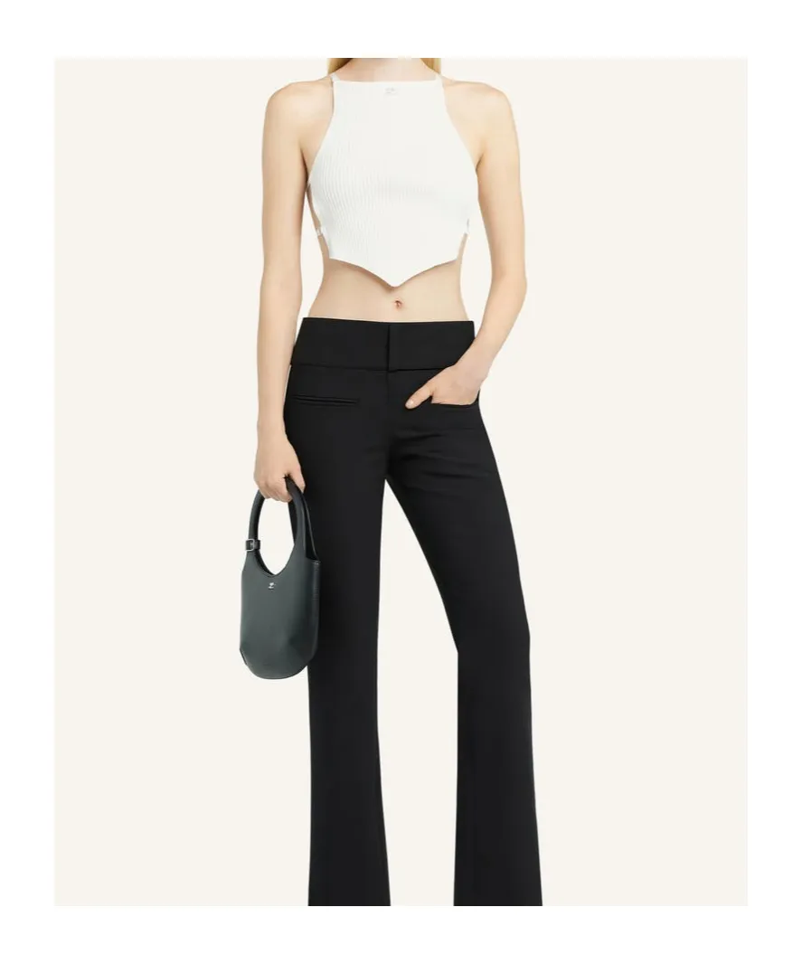 Logo Embroidered Ribbed-Knit Cropped Top