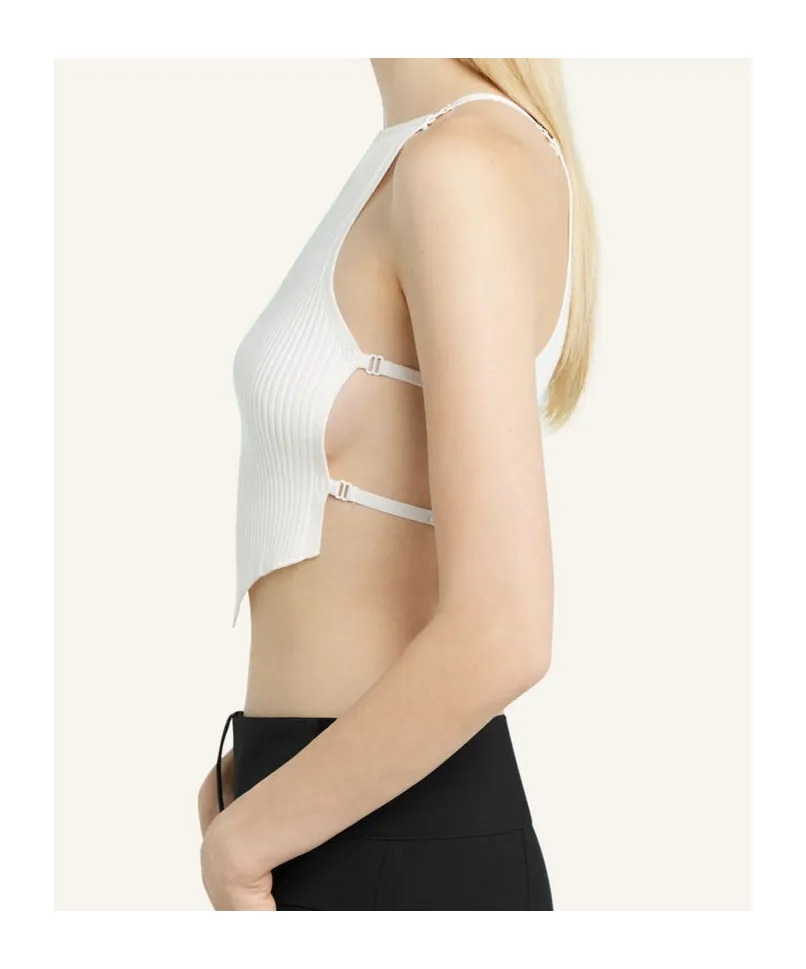 Logo Embroidered Ribbed-Knit Cropped Top