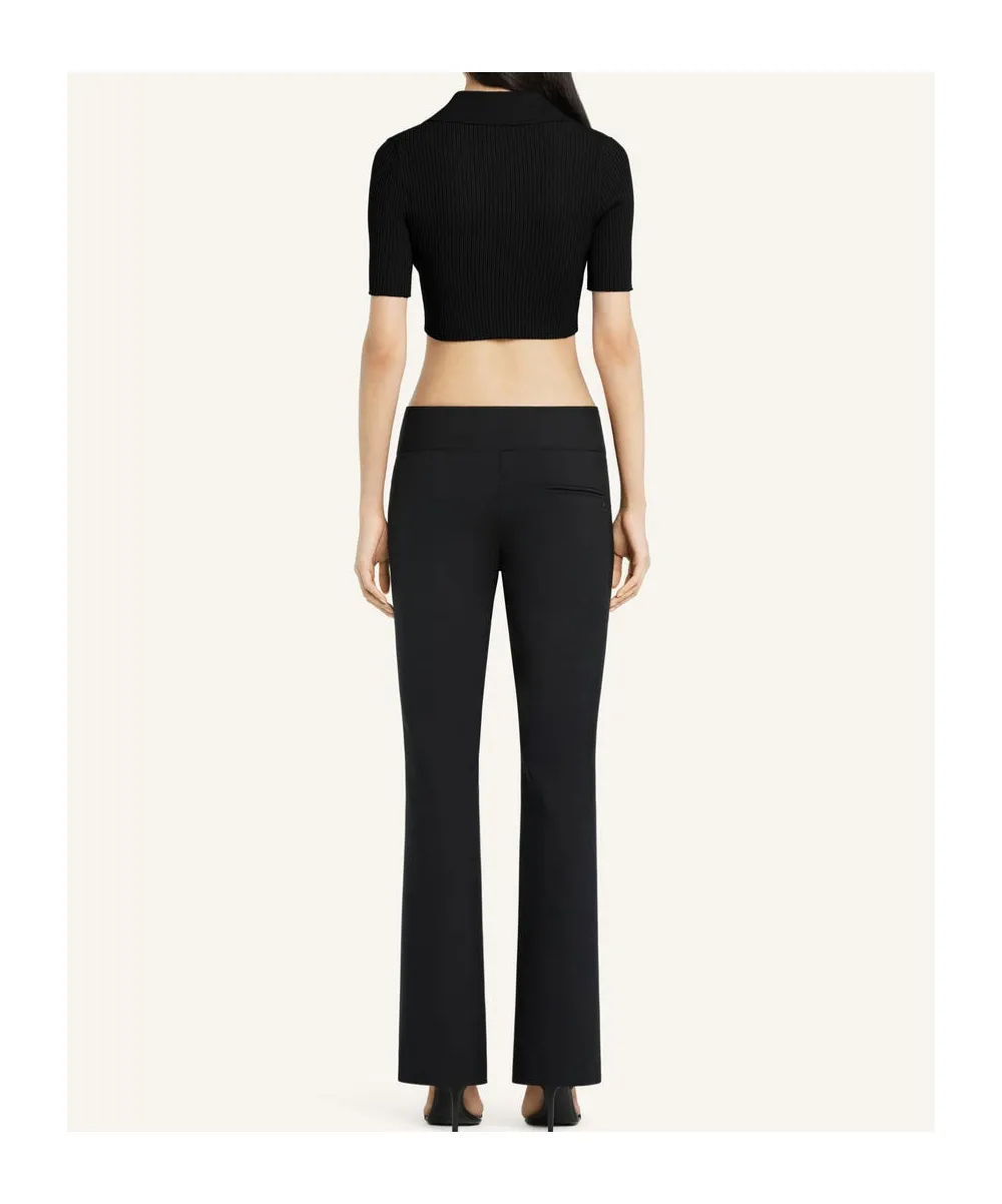Half-Button Knitted Cropped Polo Top