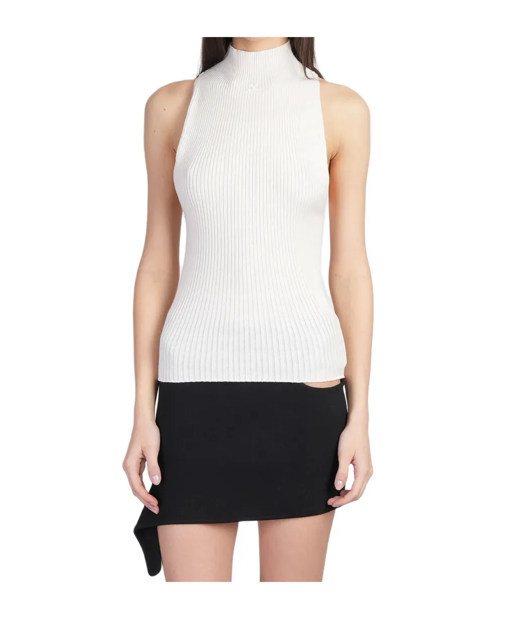 Sleeveless Ribbed-Knit Tank Top