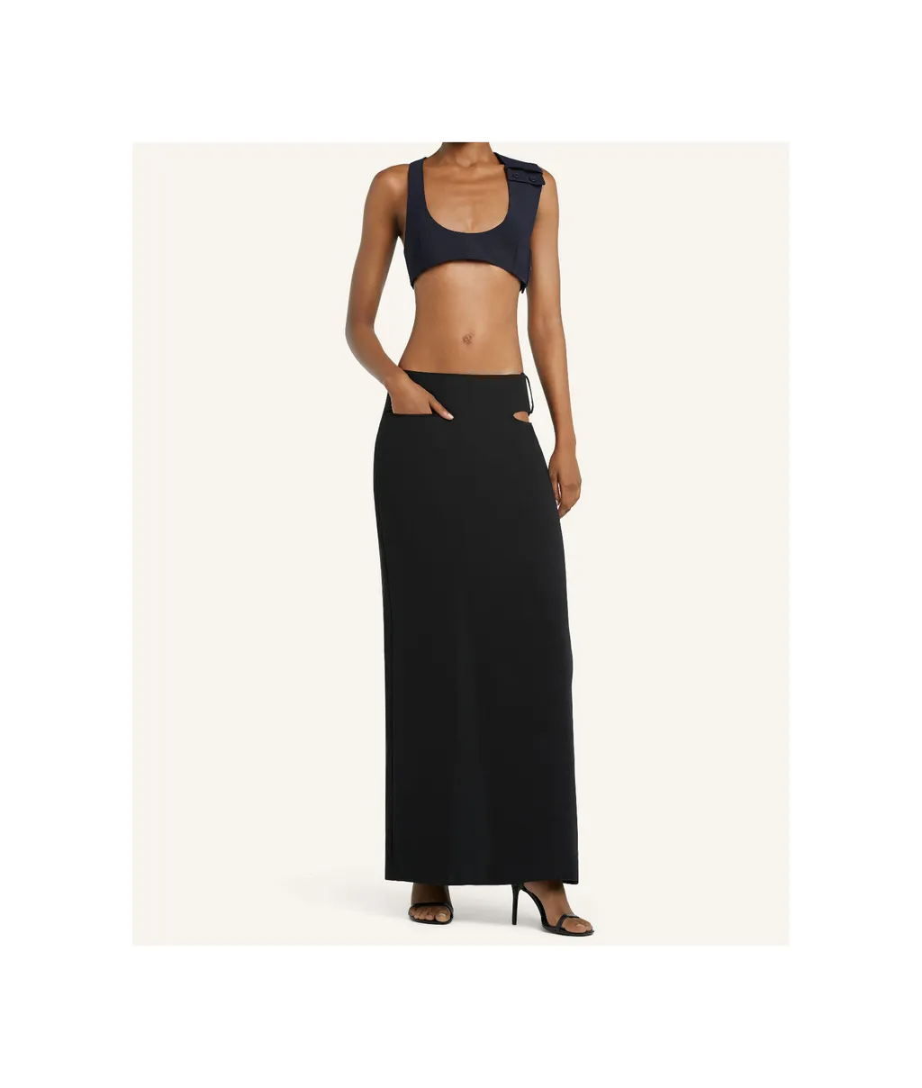 Cut-Out Detailed Rear Slit Maxi Skirt