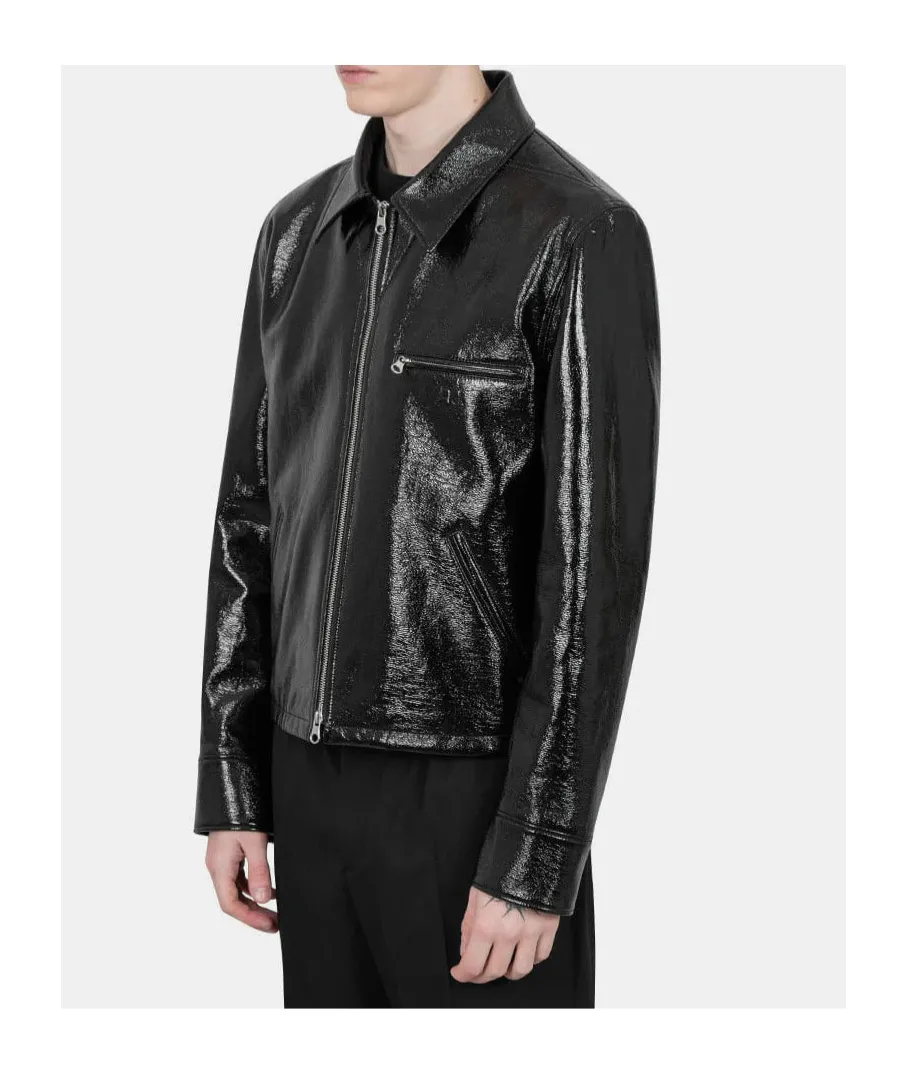 Logo Embossed Zip-Up Vinyl Jacket