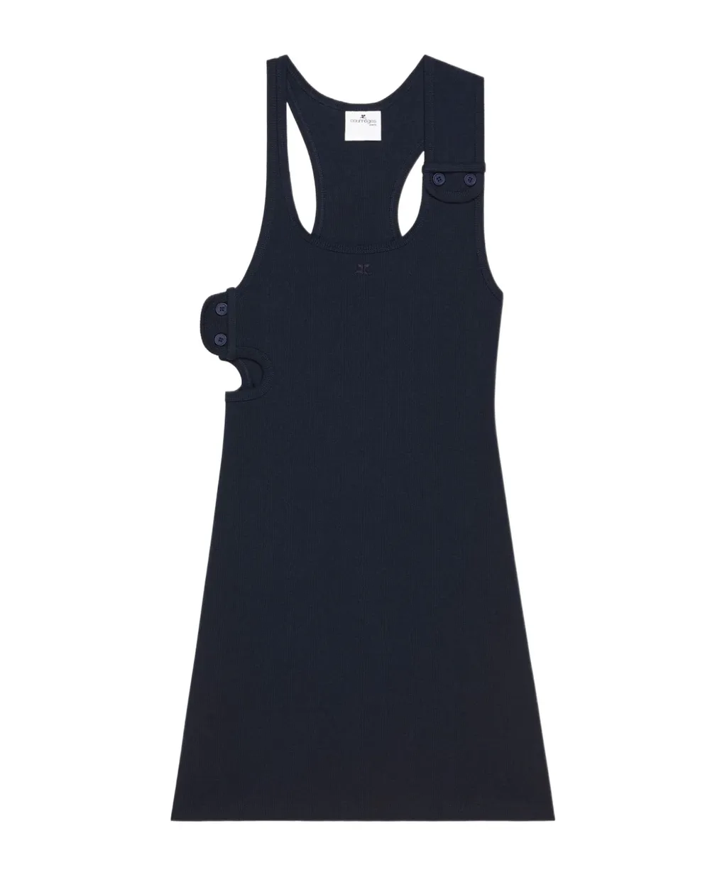 90's Cut-Out Detailed Ribbed Mini Dress