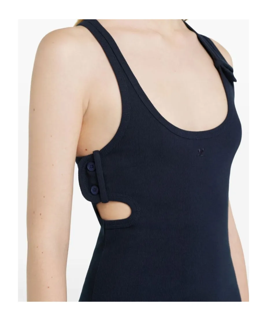 90's Cut-Out Detailed Ribbed Mini Dress