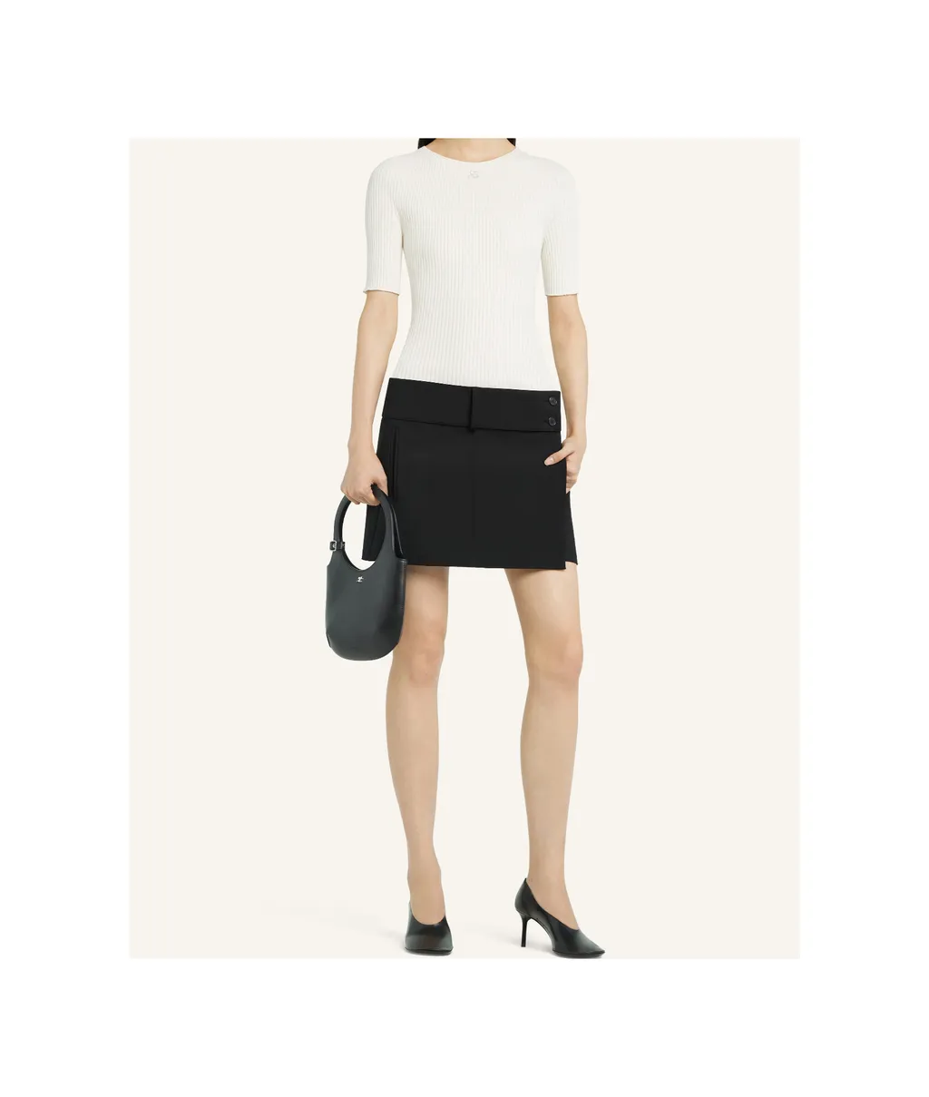 Logo Embroidered Ribbed-Knit Top