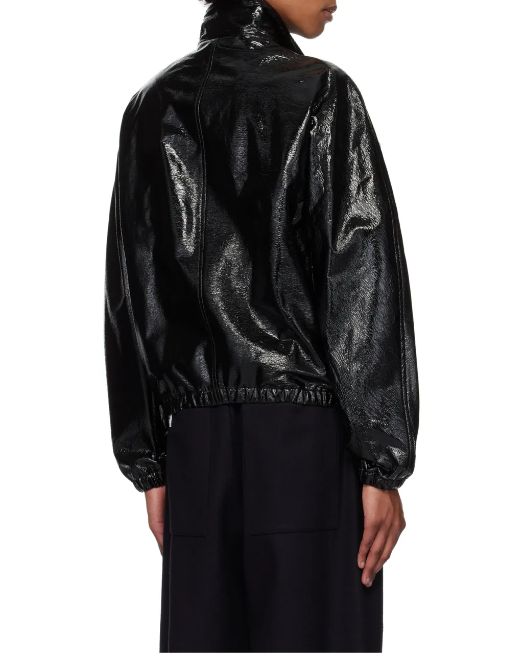 High-Neck Zip-Up Vinyl Jacket