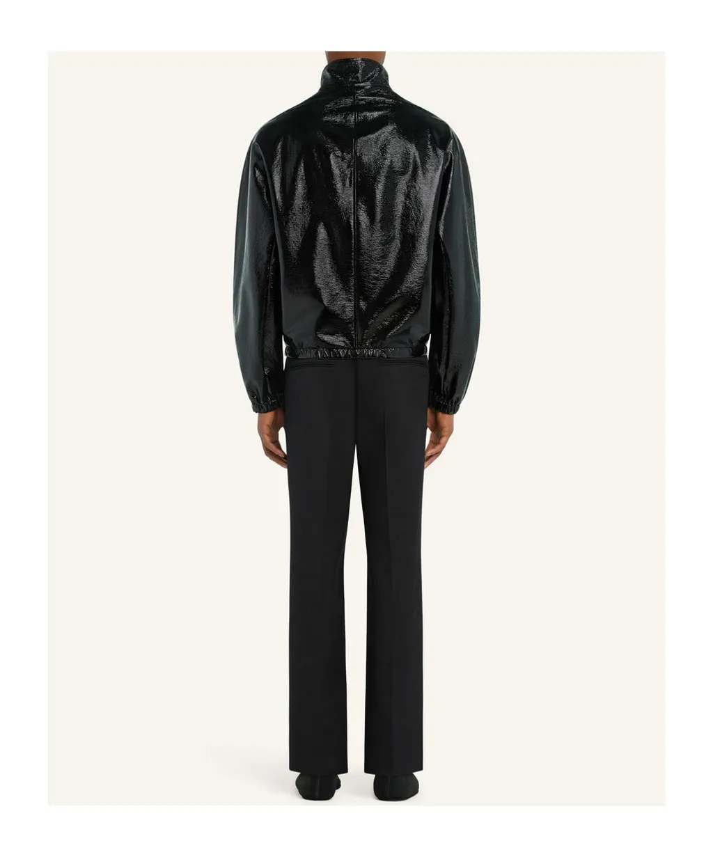 High-Neck Zip-Up Vinyl Jacket