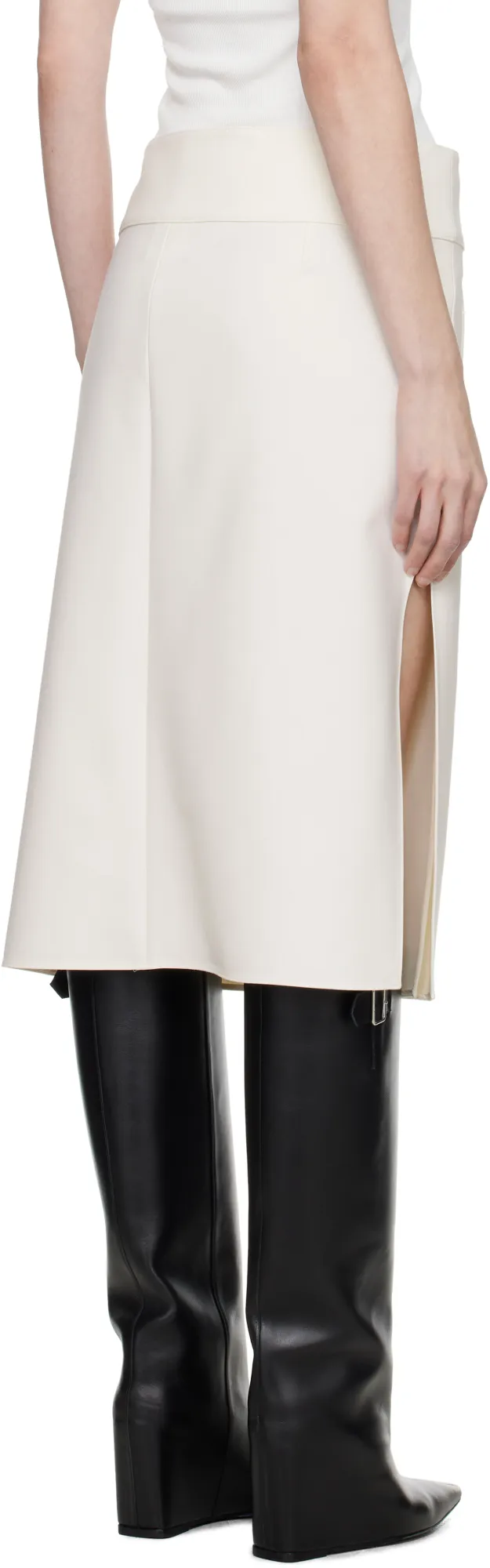 Belted Slit Skirt