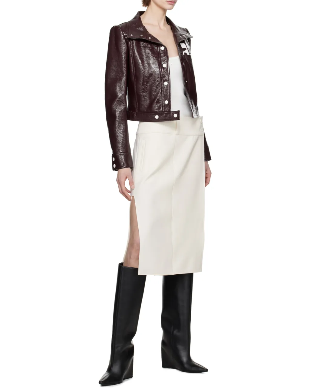 Belted Slit Skirt