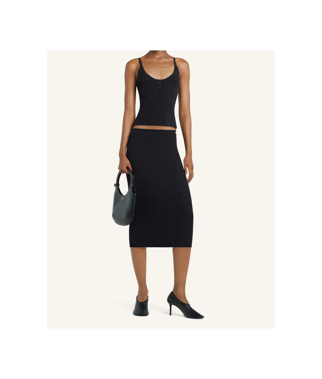 Logo Embroidered Knitted Midi Skirt