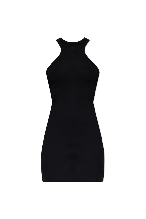 Contrasted-Trim Sleeveless Mini Dress