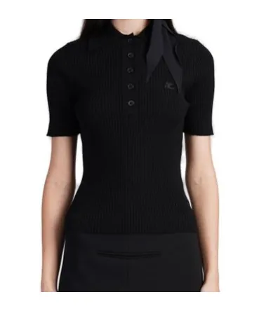 Short-Sleeved Ribbed Polo Shirt