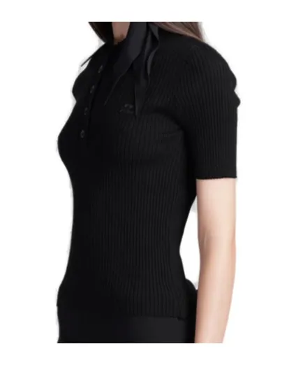 Short-Sleeved Ribbed Polo Shirt