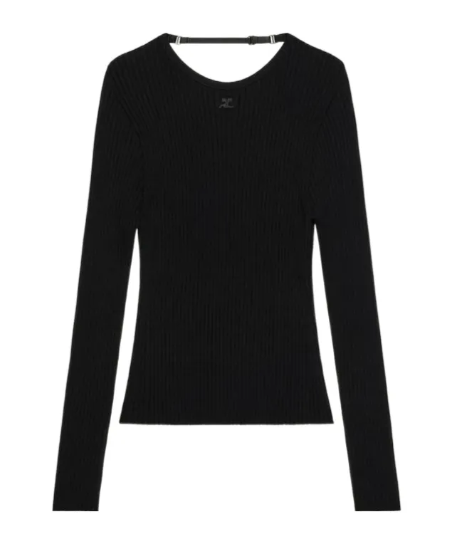 Lingerie-Detailed Ribbed-Knit Jumper