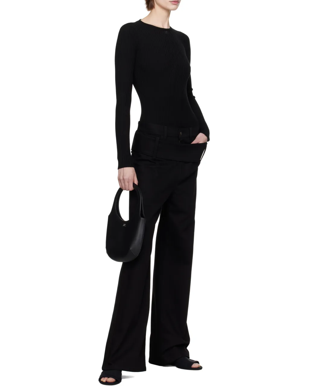 Lingerie-Detailed Ribbed-Knit Jumper