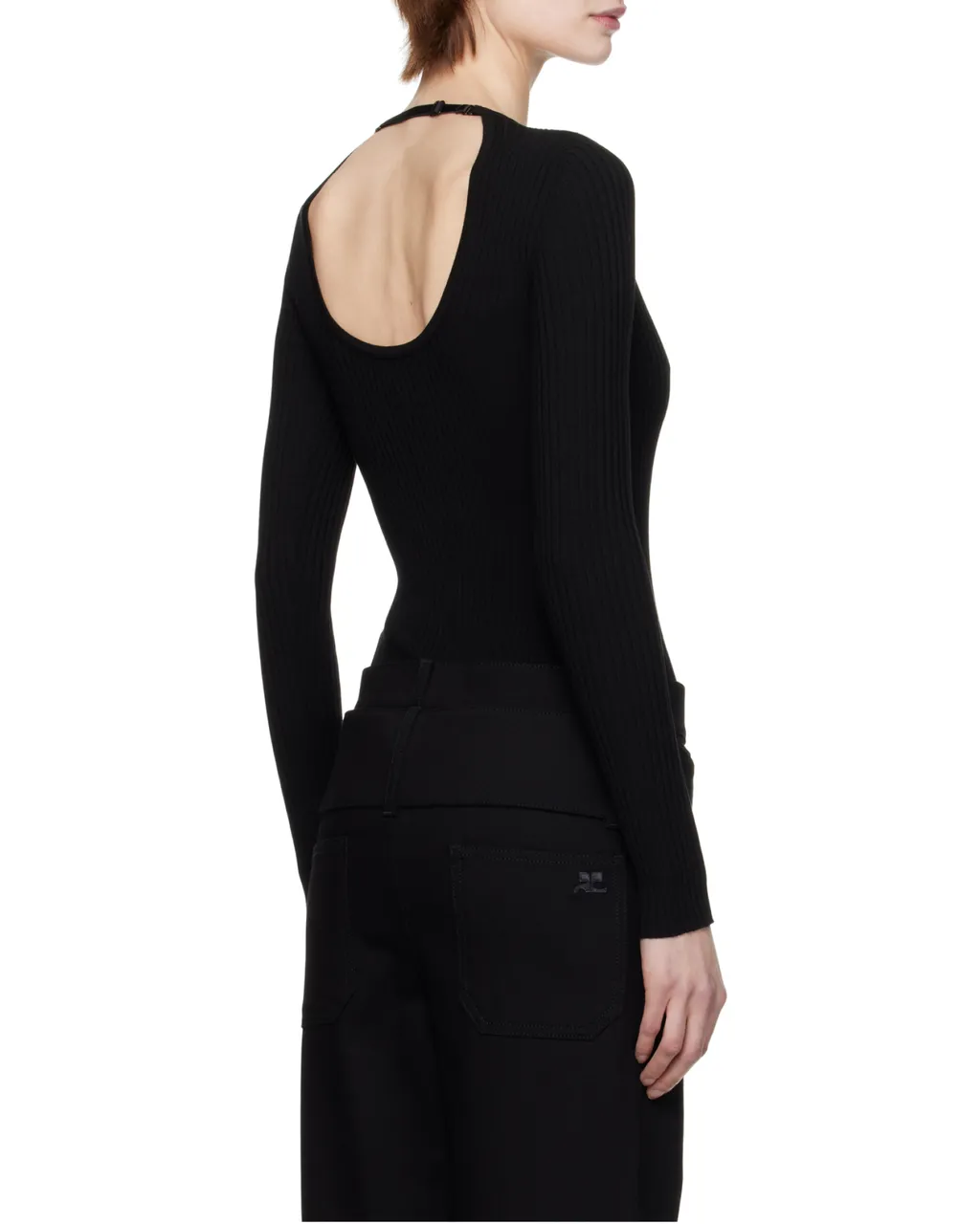Lingerie-Detailed Ribbed-Knit Jumper