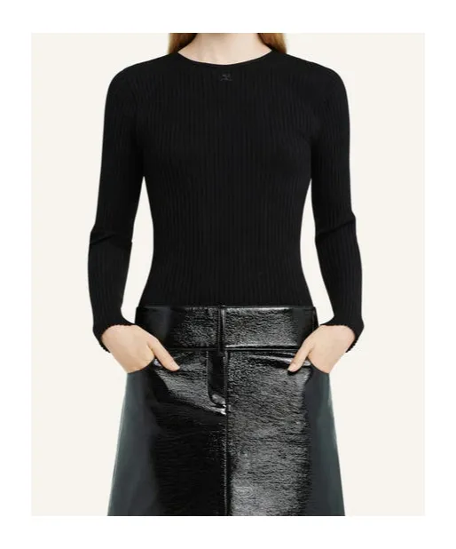 Lingerie-Detailed Ribbed-Knit Jumper