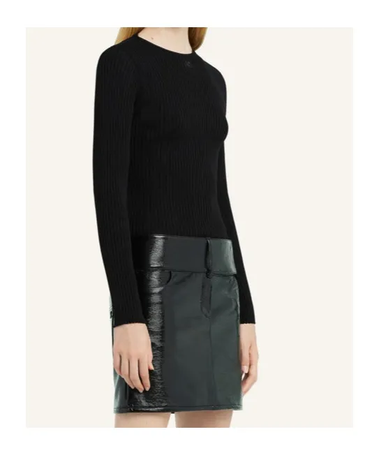 Lingerie-Detailed Ribbed-Knit Jumper
