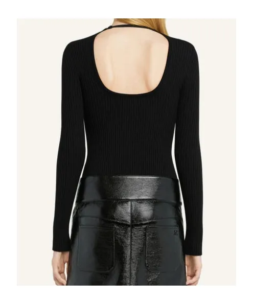 Lingerie-Detailed Ribbed-Knit Jumper