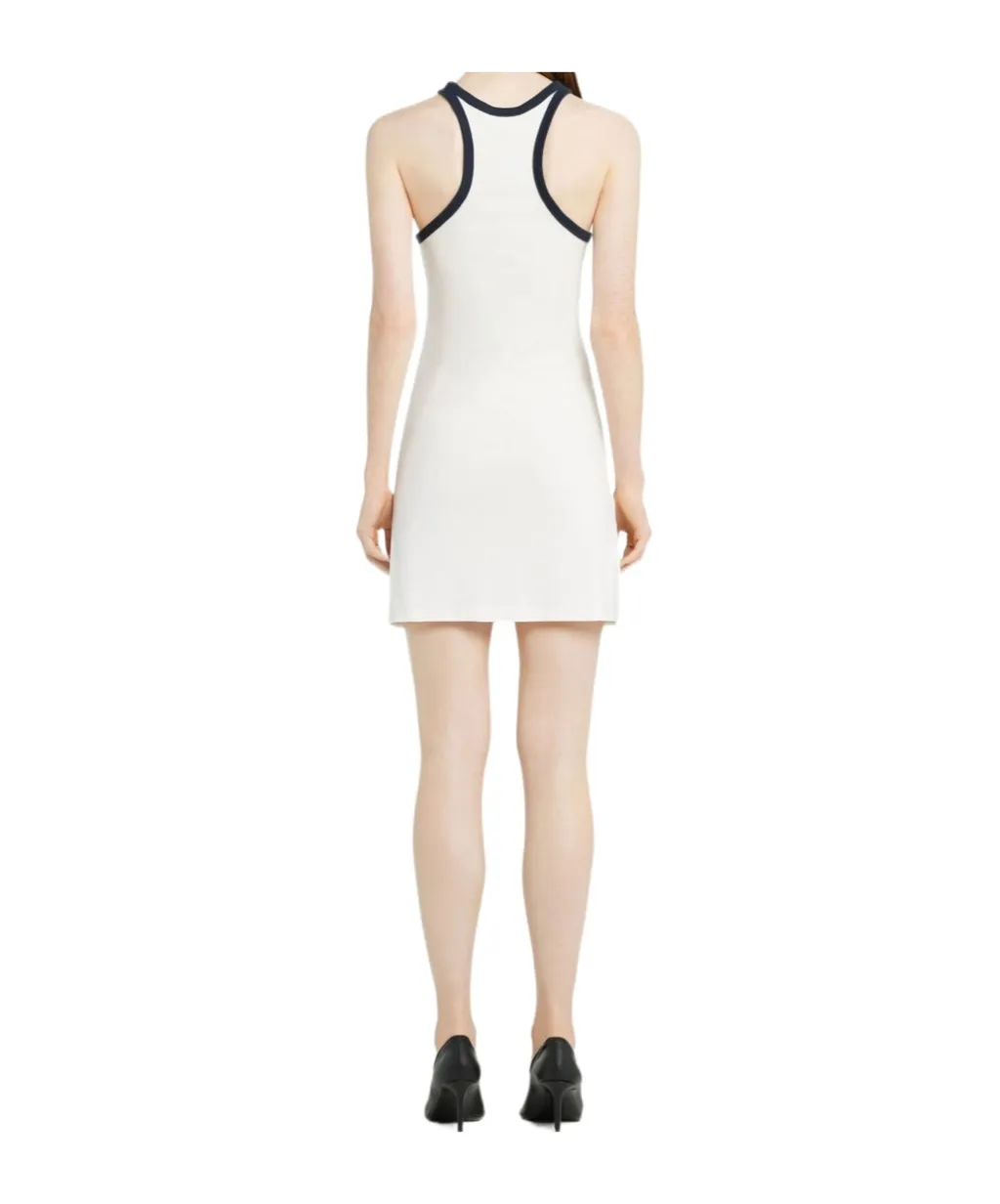 Contrasted-Trim Sleeveless Mini Dress