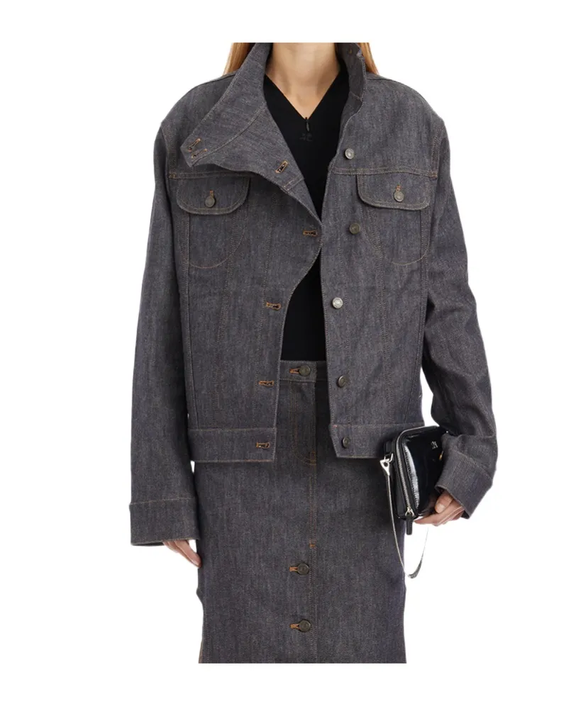 Long-Sleeved Denim Coat