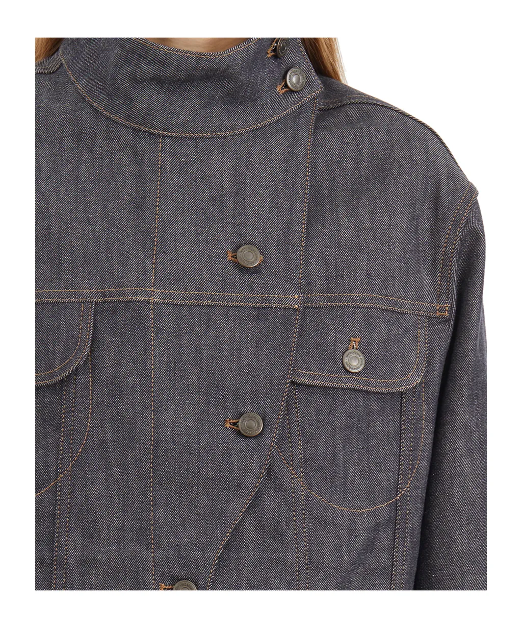 Long-Sleeved Denim Coat
