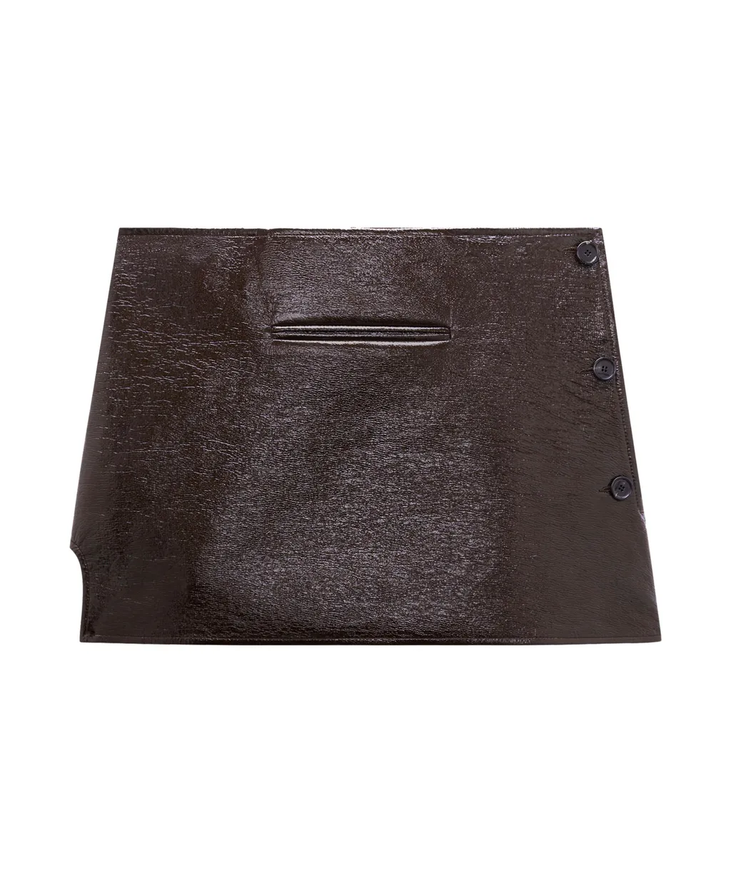 Oblique Vinyl Mini Skirt