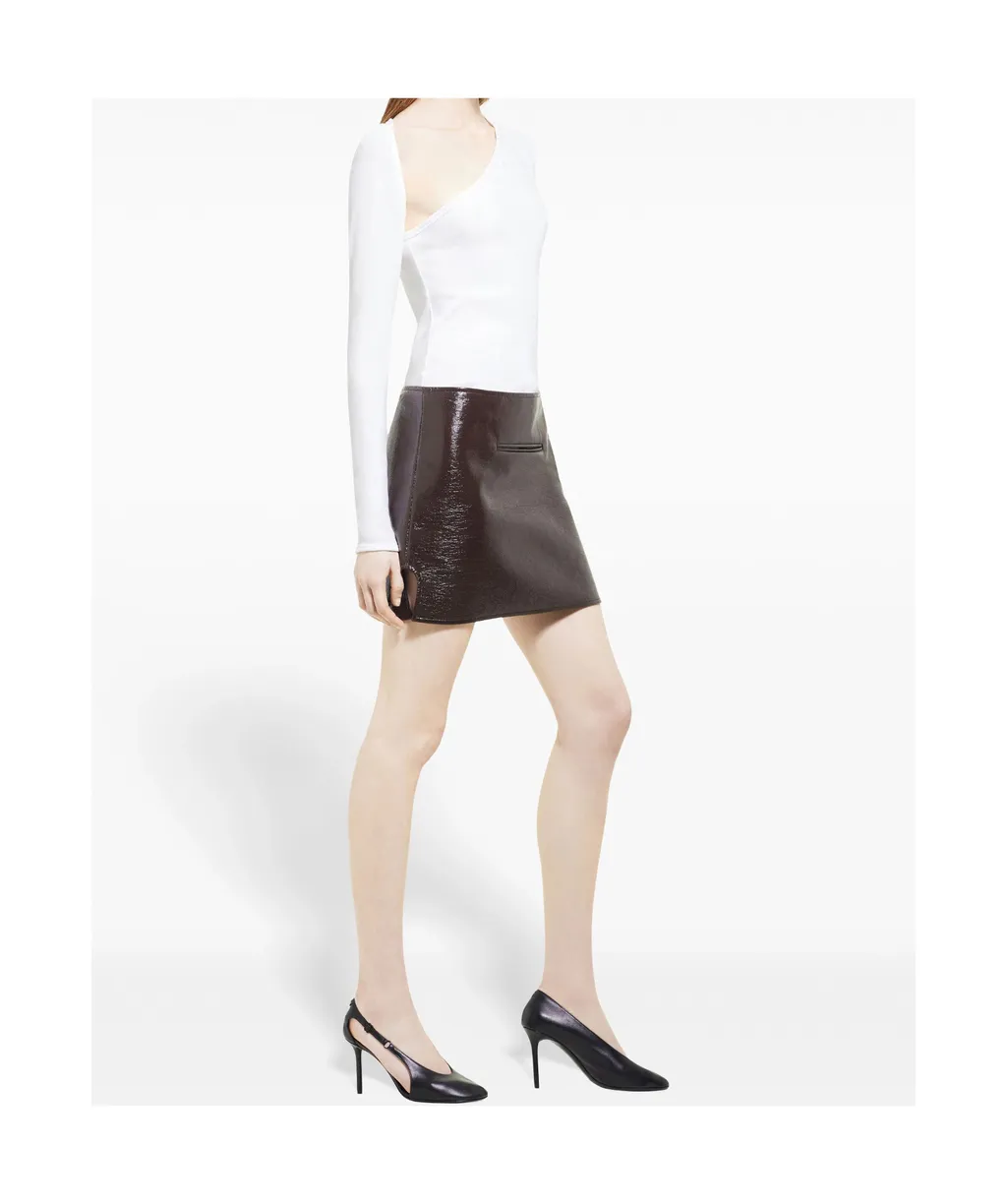 Oblique Vinyl Mini Skirt